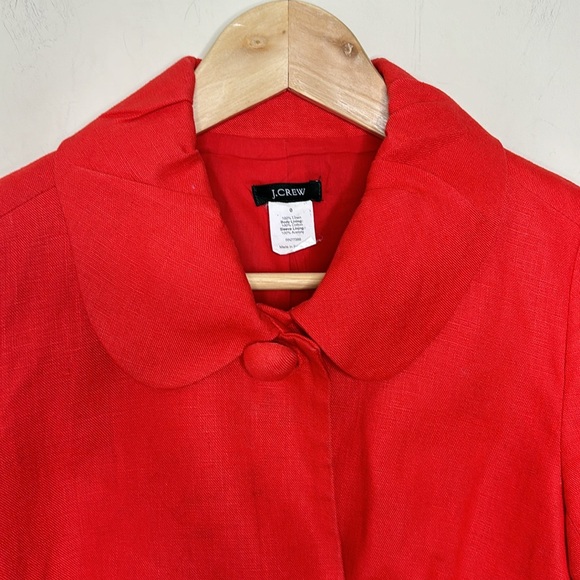 J.Crew | Red Linen Tulip Blazer Jacket; Size 0 - Picture 7 of 13